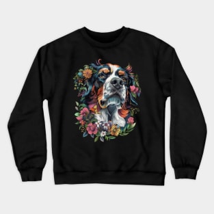 Cute Dog with Flowers Design Crewneck Sweatshirt